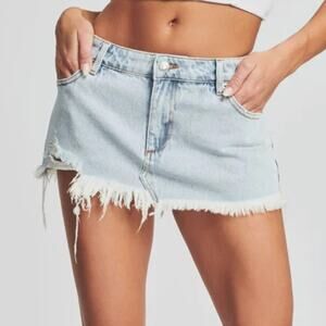 NWT SEROYA Vanessa Denim Mini Skirt in Skylight, size 28